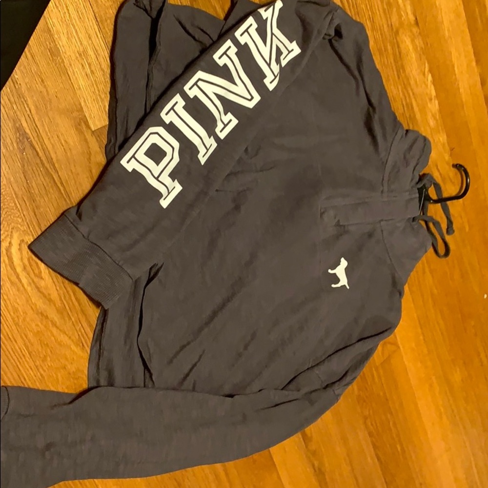 Grey cropped PINK sweatshirt